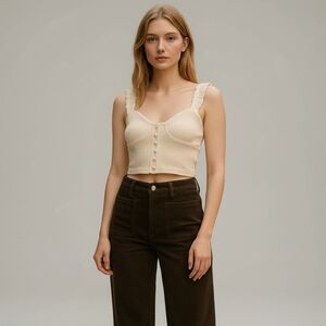 Backyard Roses Corset Crop Top Women' Ruched Halter Bustier Cottagecore  S-XL